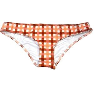 EPHEMERA Classic Pant Swimsuit Bottoms Terracotta Peach Gingham Check Size 40